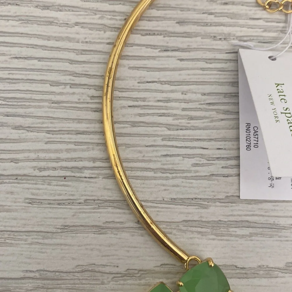 Kate Spade Vegas Jewels Emerald Green Choker collar bib statement necklace
